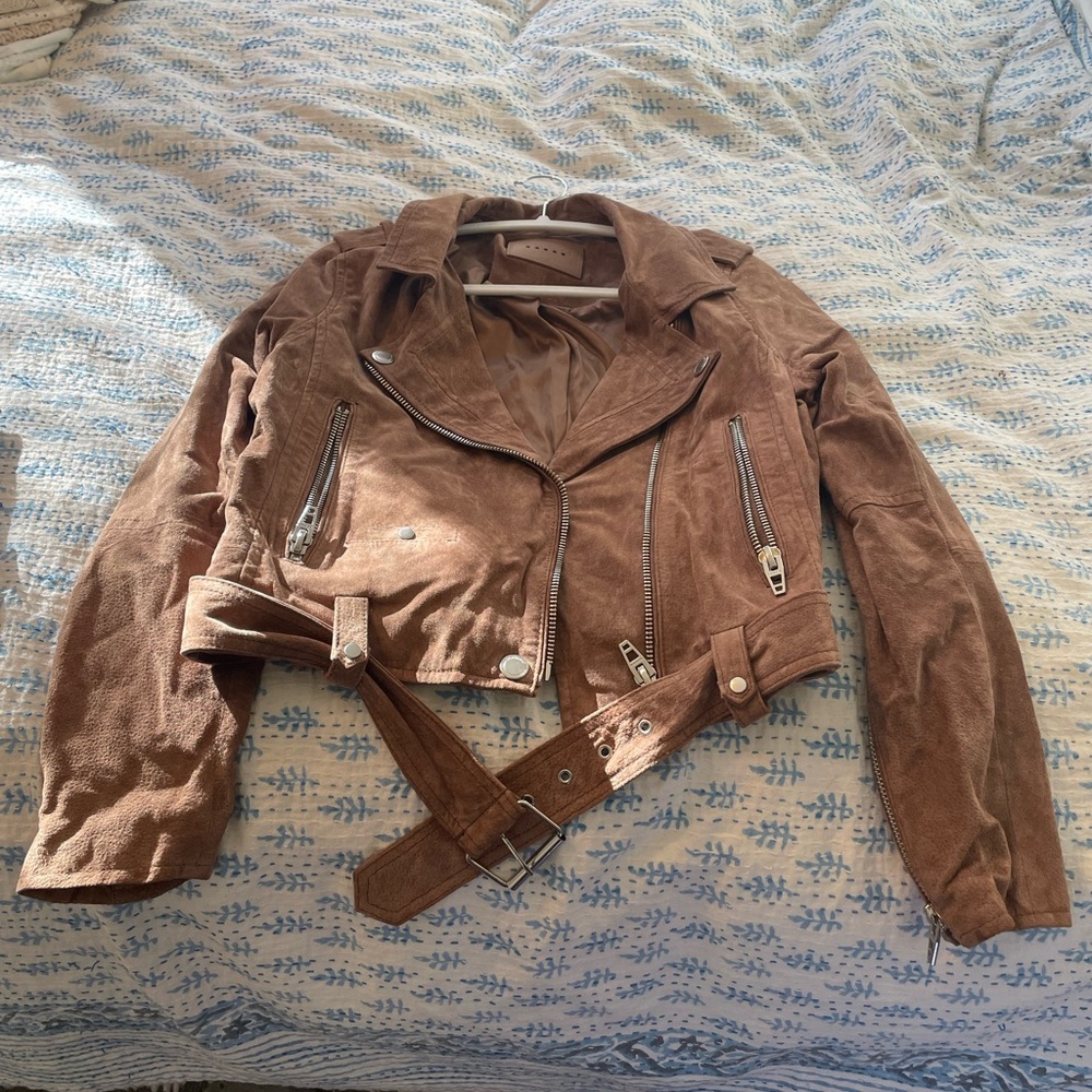 Blank NYC Tan Suede Leather Jacket